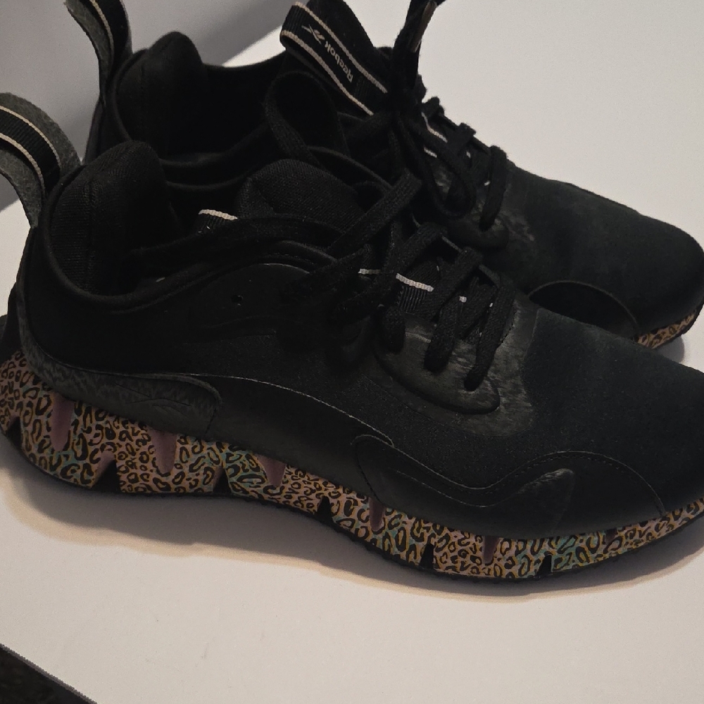 Reebok Black Leopard Print Athletic Shoes